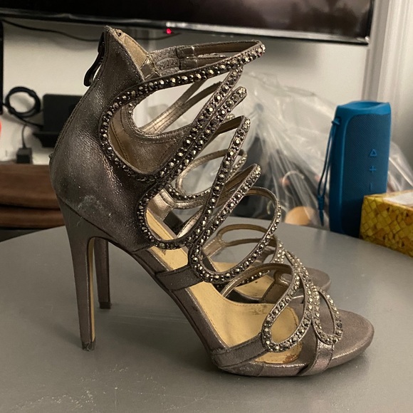 Glitzy Zip Back Cage Heels - Picture 2 of 4